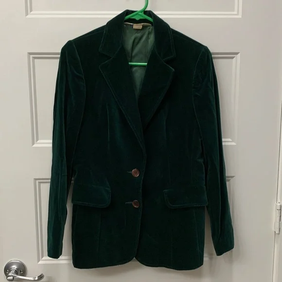 Vintage Koret Made in USA Dark Emerald Velvet Blazer - Picture 2 of 8